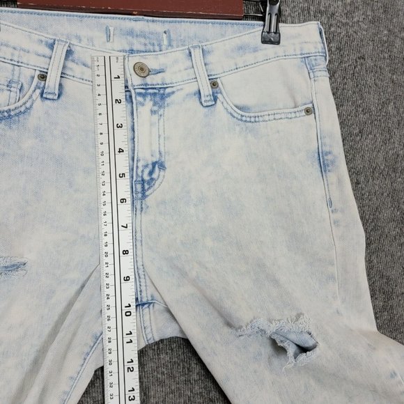 Abercrombie & Fitch Jeans Womens 32x26 Blue Tapered Ankle Zips Distressed Crop - Picture 4 of 13